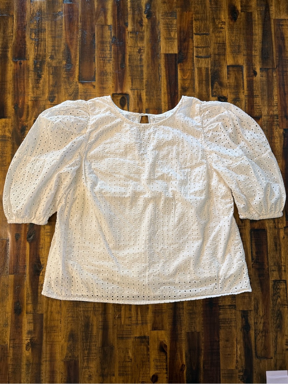 🌵A New Day Women's White Eyelet XL Puff Sleeve Blouse. Coquette Fairycore